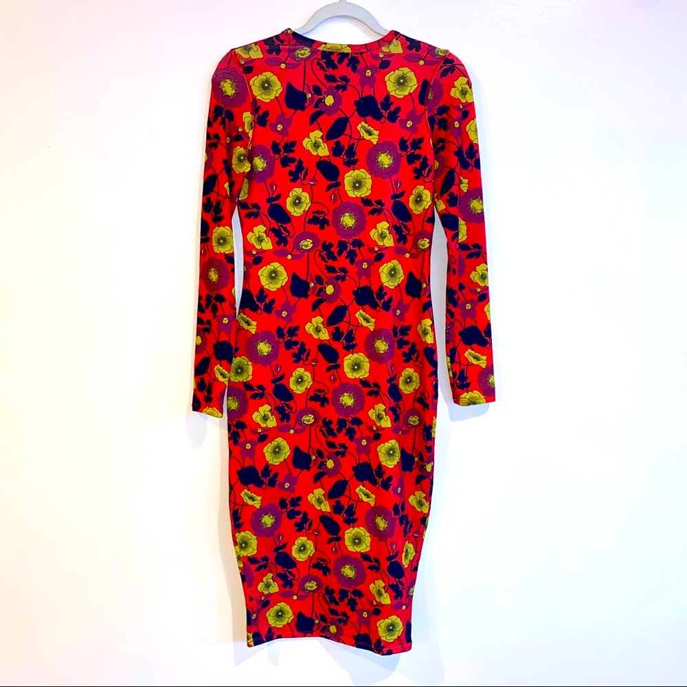 Zara Floral Red Dress midi length
